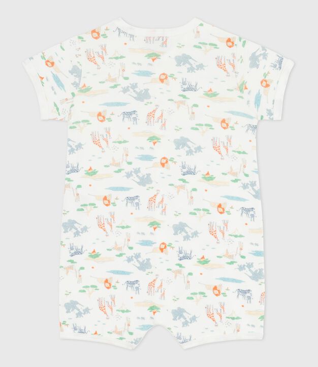 Pelele corto de algod&oacute;n con estampado de animales para beb&eacute; blanco/multicolor
