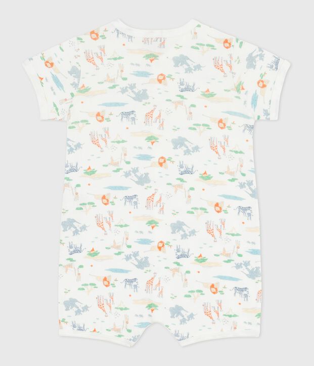 Pelele corto de algod&oacute;n con estampado de animales para beb&eacute; blanco/multicolor