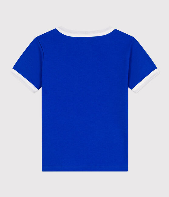 Camiseta estampada de algodón para niño azul PERSE/blanco MARSHMALLOW