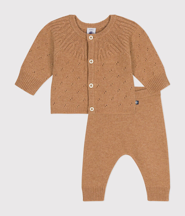 Conjunto tricotado de 2 piezas para beb&eacute; marron