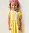 Vestido infantil de algodón de manga corta a rayas blanco MARSHMALLOW/ ORGE