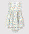 Vestido y braguita «bloomer» con estampado de flores de popelina de bebé blanco MARSHMALLOW/blanco MULTICO