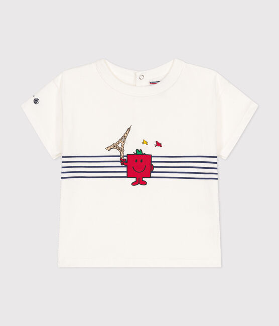 Camiseta Monsieur Madame de algodón de bebé blanco MARSHMALLOW