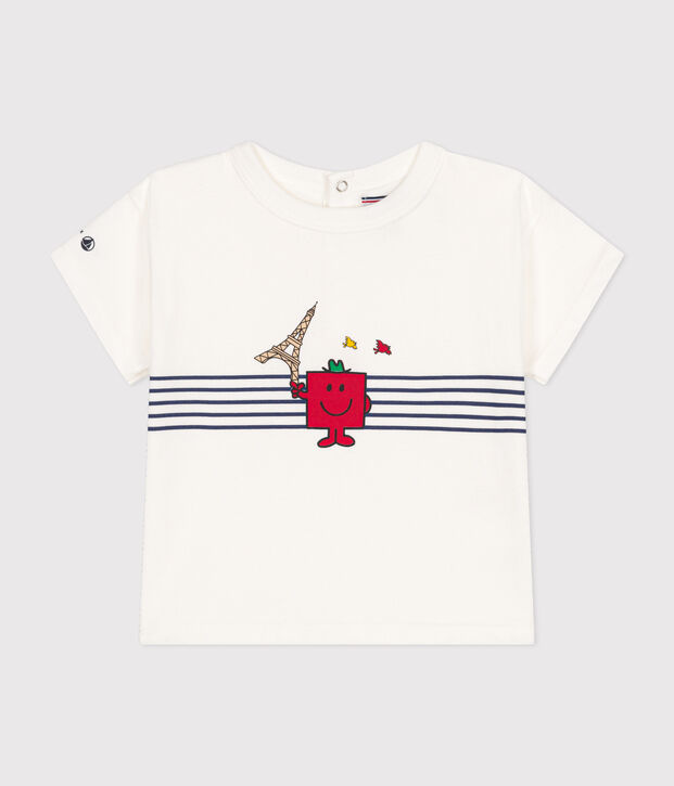 Camiseta Monsieur Madame de algod&oacute;n de beb&eacute; blanco