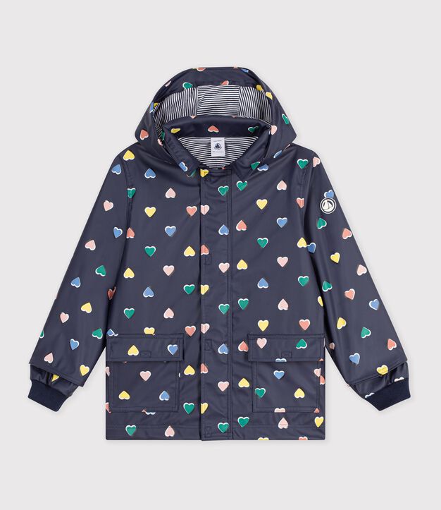 Chubasquero infantil con estampado de corazones azul/multicolor