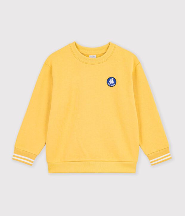 Sudadera infantil lisa de algod&oacute;n amarillo