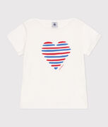 Camiseta infantil de manga corta de algodón con corazón blanco MARSHMALLOW