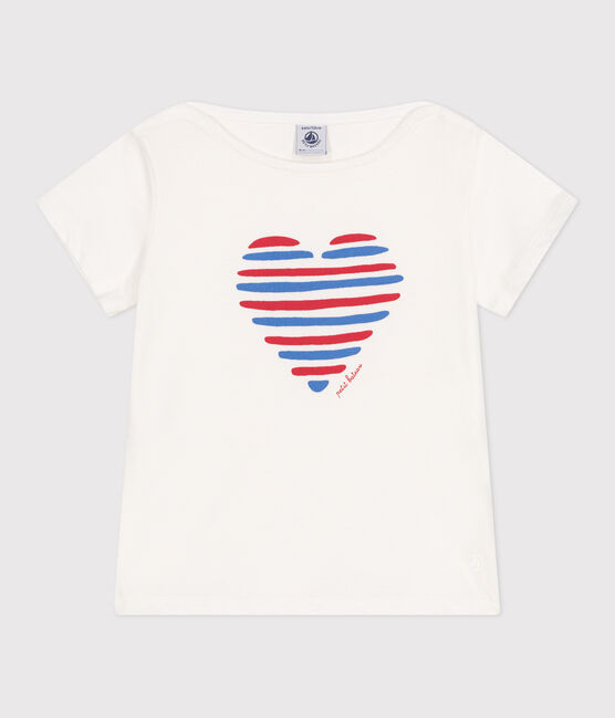 Camiseta infantil de manga corta de algodón con corazón blanco MARSHMALLOW
