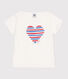 Camiseta infantil de manga corta de algodón con corazón