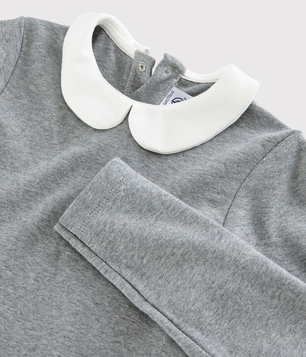 Vestido de manga larga infantil para ni&ntilde;a gris