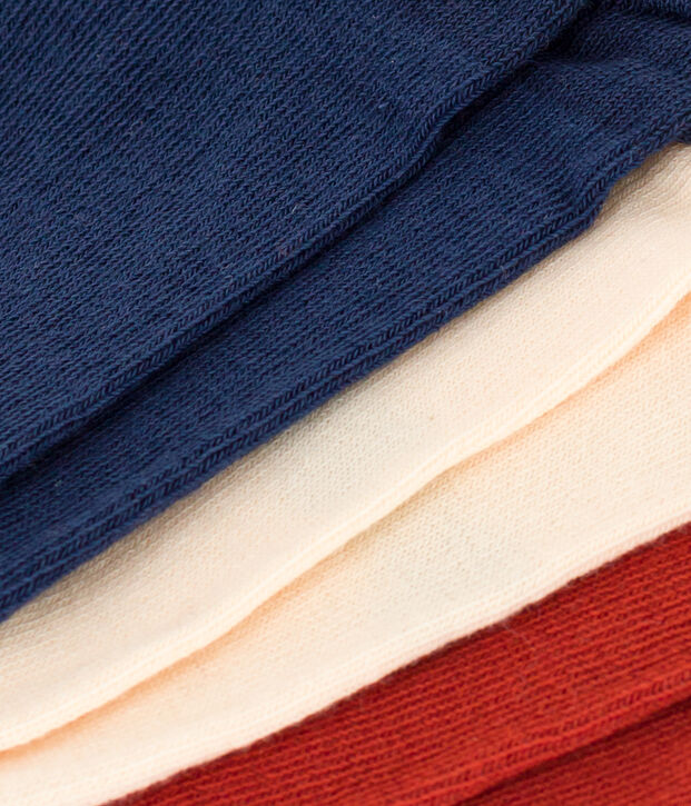 Juego de 3 pares de calcetines lisos de punto de algod&oacute;n para ni&ntilde;os multicolor