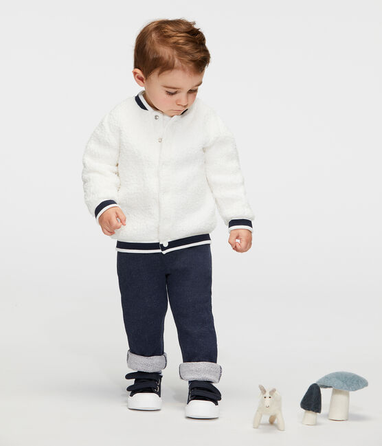 Cárdigan de sherpa de borreguillo para bebé unisex blanco MARSHMALLOW