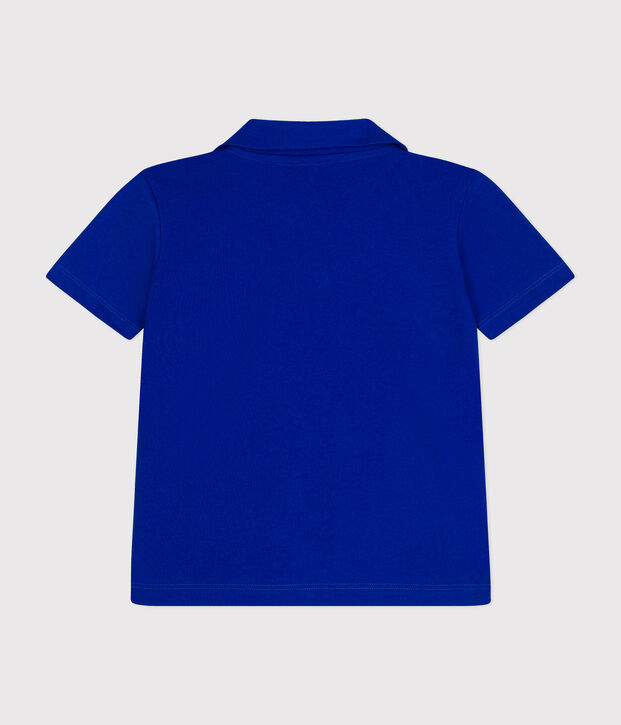 Polo de manga corta de algod&oacute;n para ni&ntilde;o azul