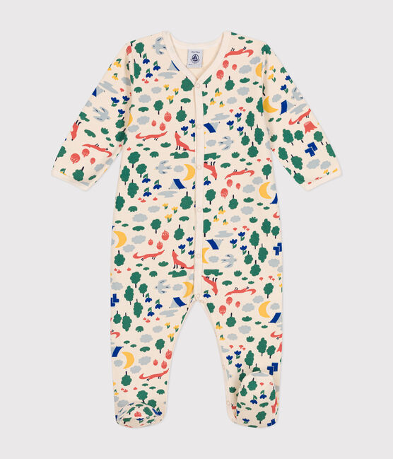Pijama de felpa cepillada con estampado de bosque para bebé blanco AVALANCHE/ MULTICO