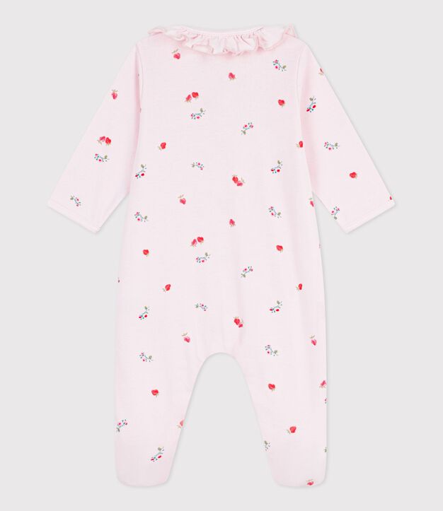 Pijama de algod&oacute;n con cuello y flores para beb&eacute; rosa/multicolor