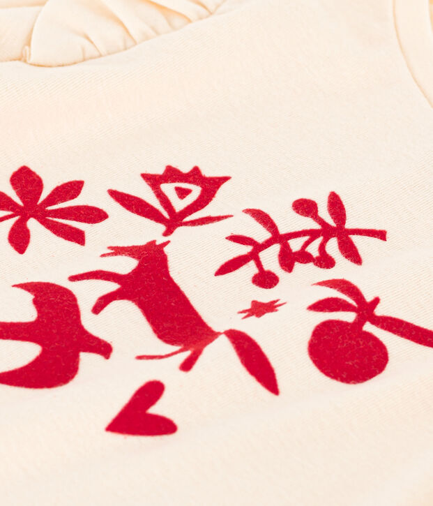 Camiseta de algod&oacute;n de manga larga de ni&ntilde;a crudo