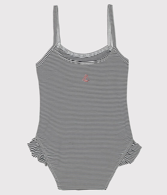Traje de baño UPF 50+ de bebé azul ABYSSE/blanco LAIT