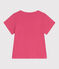 Camiseta infantil lisa de manga corta de algodón rosa PEONIA