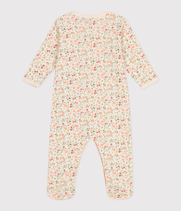 Pijama de algod&oacute;n con estampado floral para beb&eacute; crudo/verde/multicolor