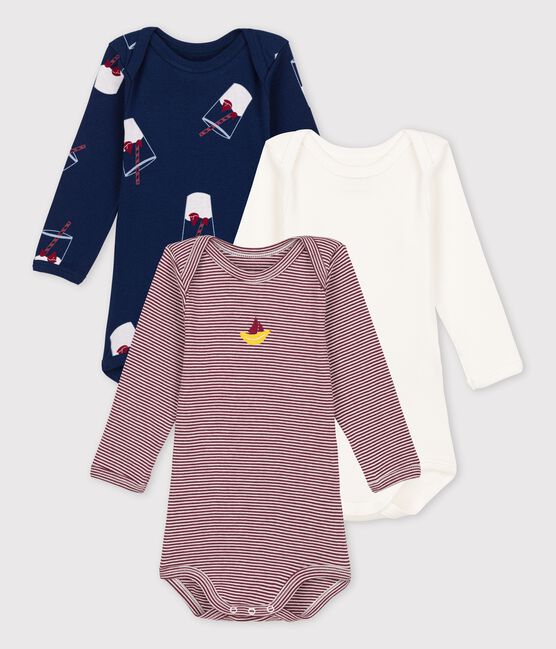 Juego de 3 bodis de bebé de algodón orgánico Tajinebanane x Petit Bateau variante 1