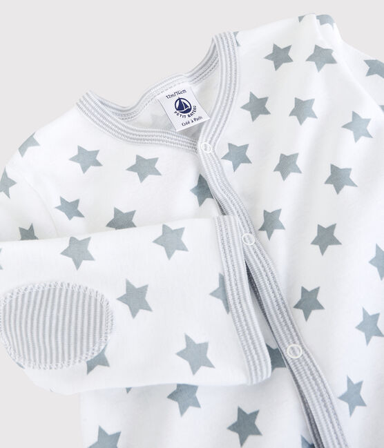 Pijama enterizo con estrellas grises de bebé de algodón blanco ECUME/gris MISTIGRI