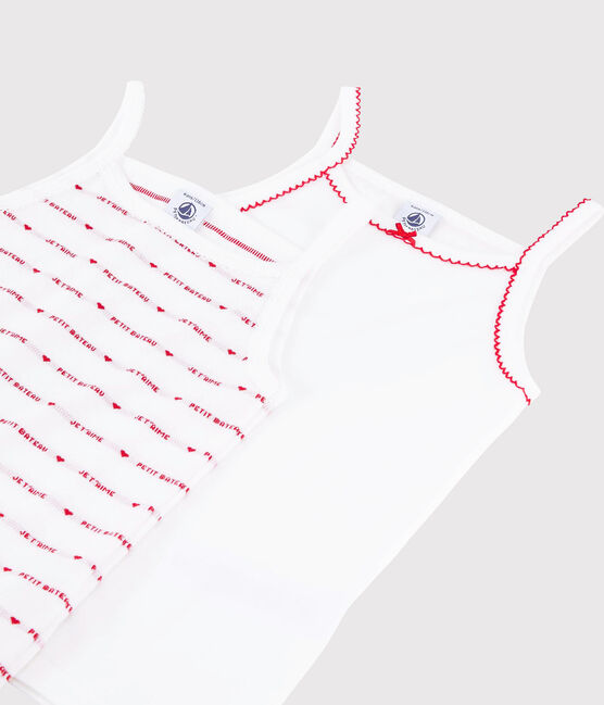 Lote de 2 camisetas de tirantes "Petit Bateau Je t'aime" de niña variante 1