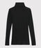 Prenda de cuello cisne de lana y algodón de mujer negro NOIR