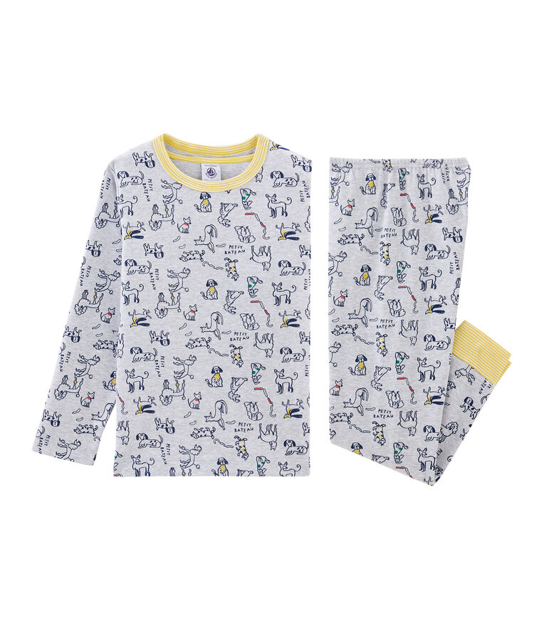 Pijama de punto para ni&ntilde;o gris BELUGA/blanco MULTICO