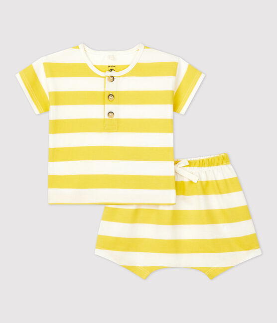 Conjunto de 2 piezas a rayas de jersey de bebé amarillo ORGE/blanco MARSHMALLOW