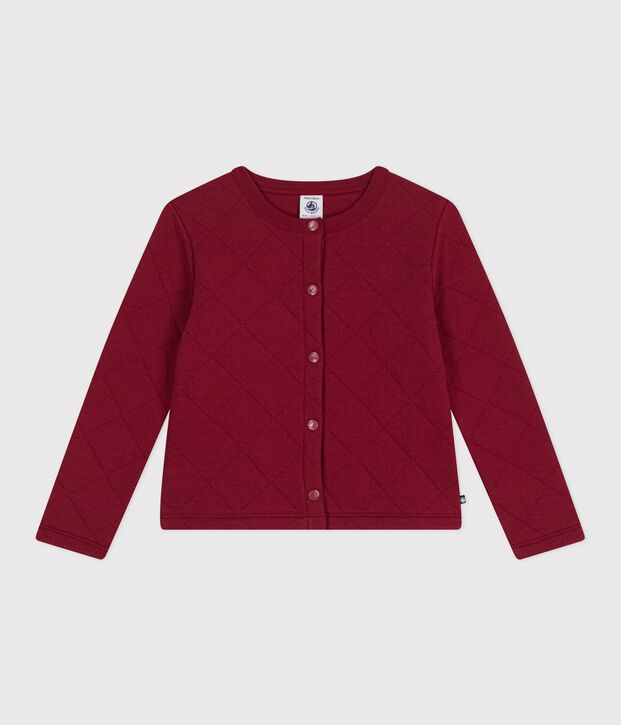 C&aacute;rdigan infantil liso de algod&oacute;n rojo