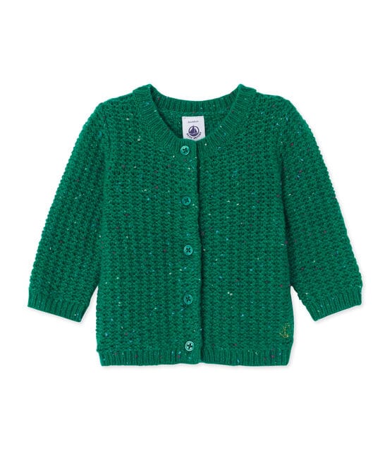 Cardigan para bebé niña en lana verde GAZON