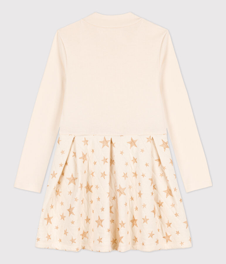 Vestido de dos materiales de manga larga para ni&ntilde;a crudo AVALANCHE