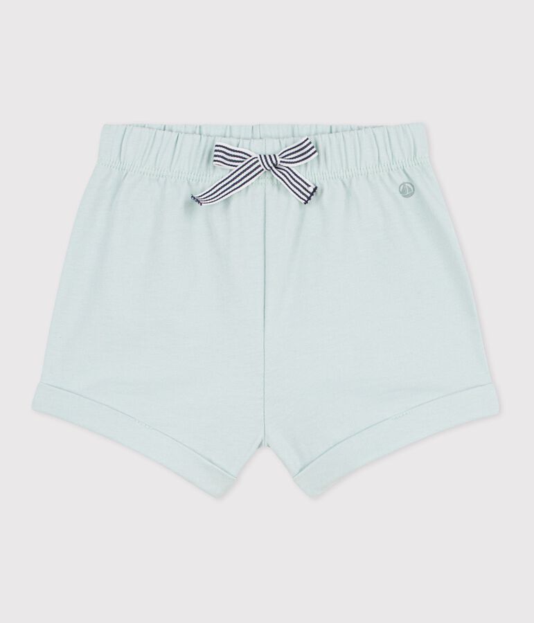Shorts lisos de algod&oacute;n para beb&eacute; azul