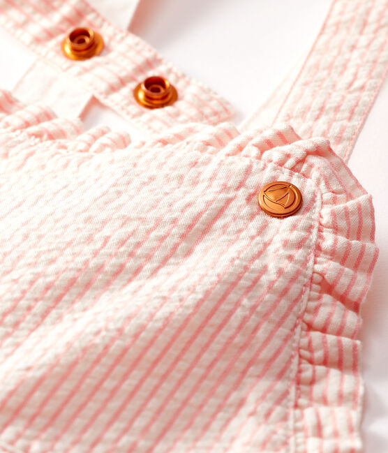 Peto corto de rayas para bebé niña rosa ROSAKO/blanco MARSHMALLOW