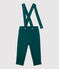 Pantalón con tirantes de muletón de bebé. verde PINEDE