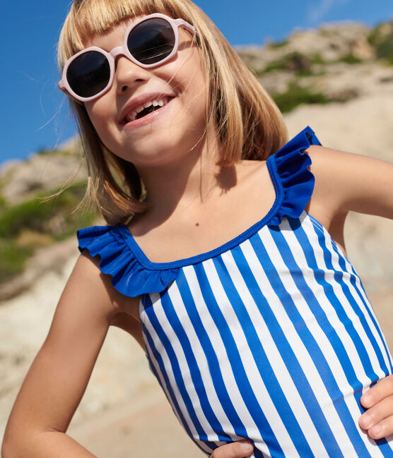 Bañador infantil a rayas azul SURF/blanco MARSHMALLOW