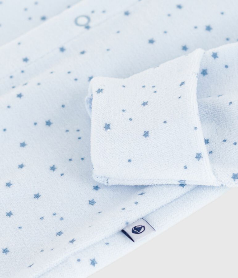 Pijama de terciopelo con cuello estampado para beb&eacute; azul/azul