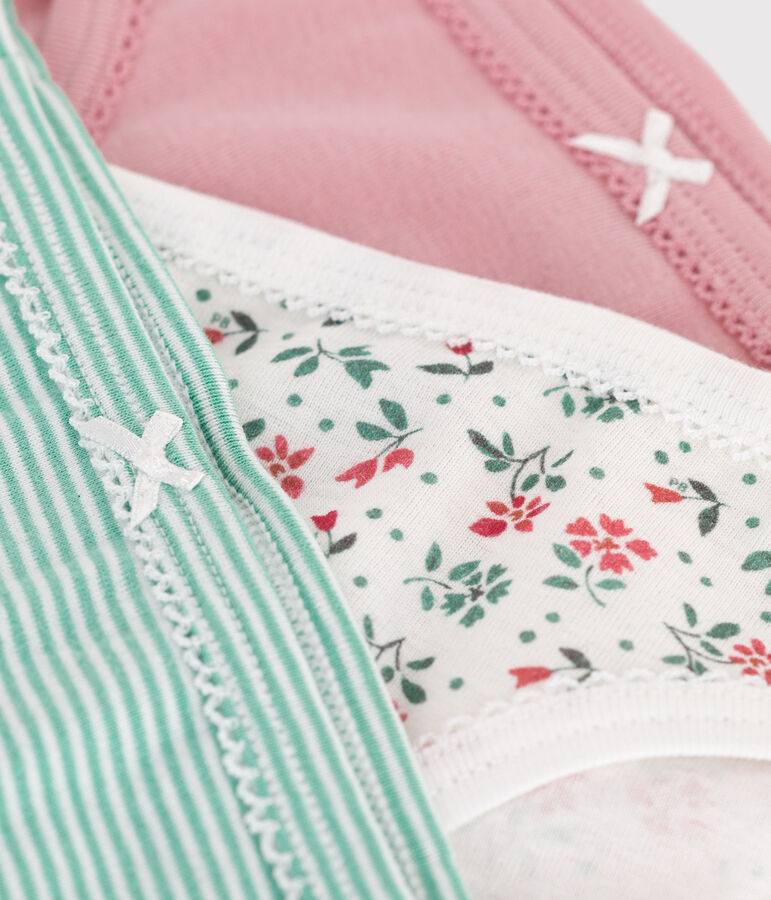 Juego de 3 braguitas infantiles de algod&oacute;n con flores multicolor