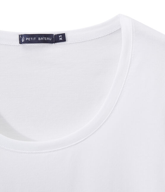 Camiseta en jersey ligero con cuello redondo para mujer blanco ECUME