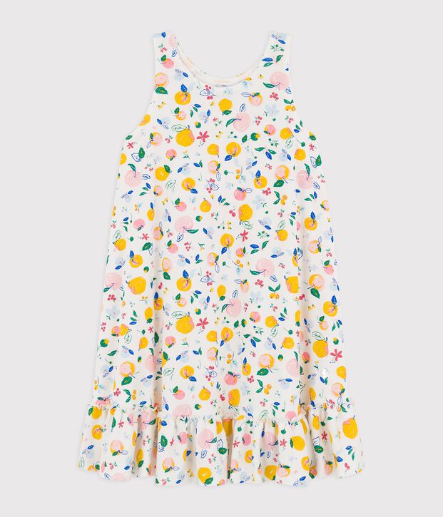 Vestido sin mangas de algod&oacute;n de ni&ntilde;a blanco/multicolor