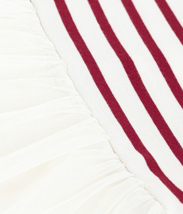 Vestido de dos materiales de manga corta para beb&eacute; rojo/rojo