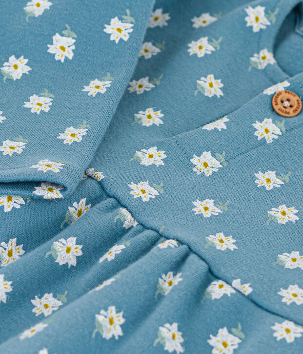 Vestido de manga larga de punto jersey grueso de beb&eacute; azul/multicolor