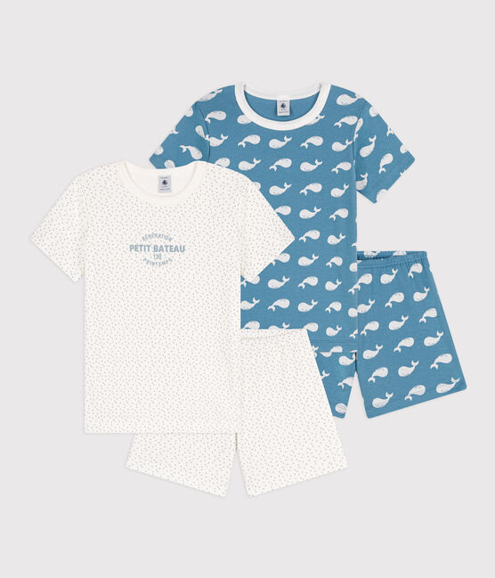 Juego de 2 pijamas cortos de algodón con ballenas para niño variante 1