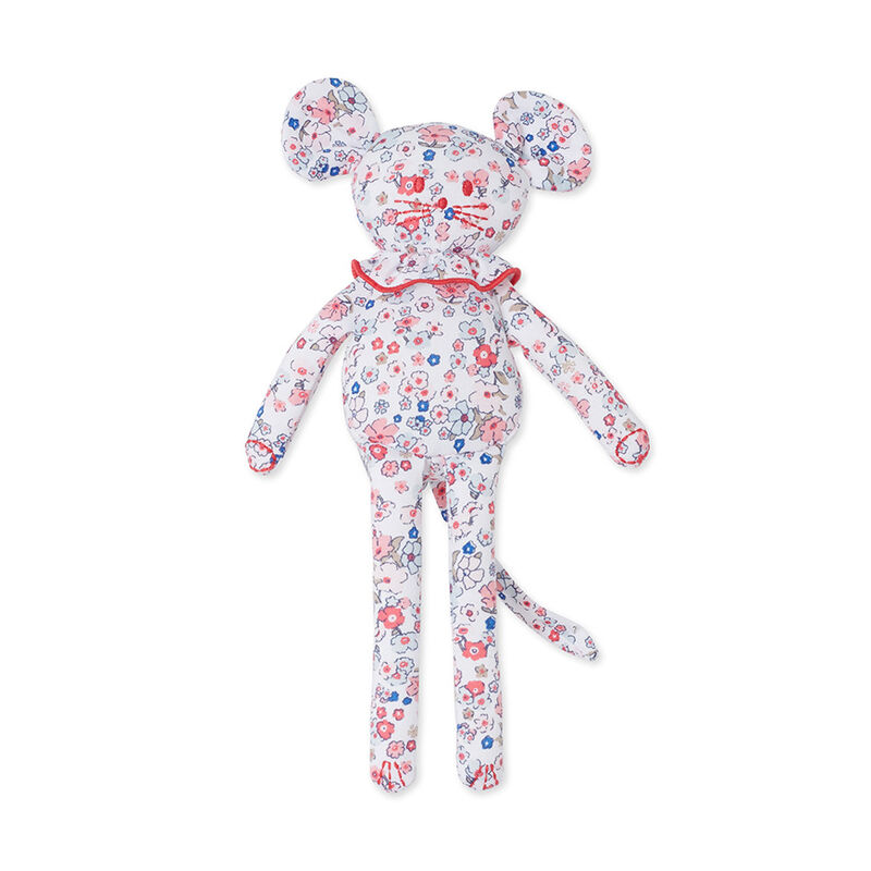 Doudou b&eacute;b&eacute; souris imprim&eacute; blanco ECUME/rosa GRETEL/ MULTICO