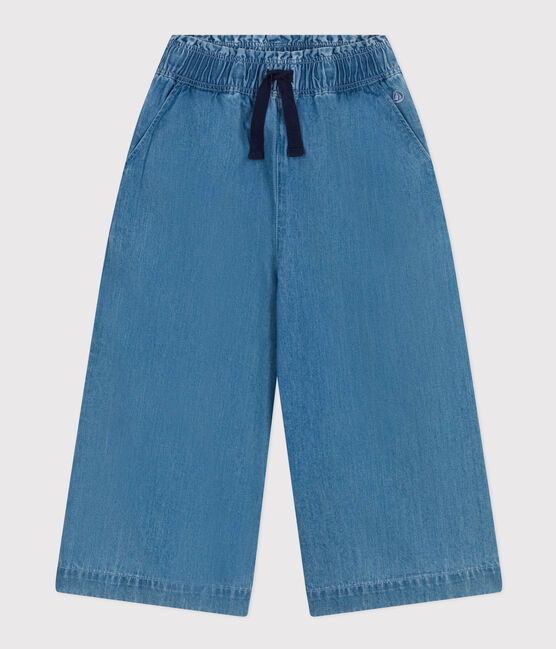 Pantalón ancho de tejido vaquero ligero para niña azul DENIM CLAIR