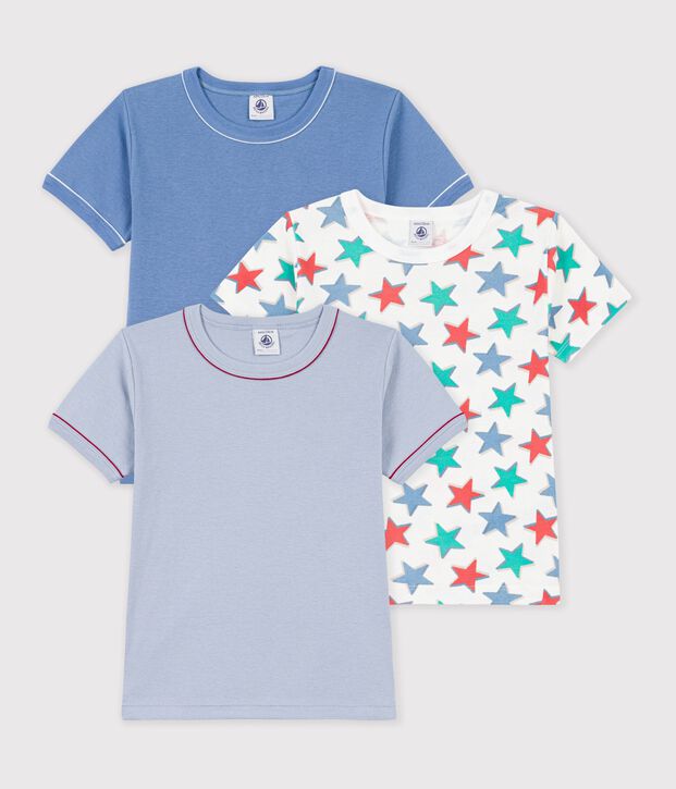Juego de camisetas infantiles de algod&oacute;n de manga corta con estampado de estrellas multicolor
