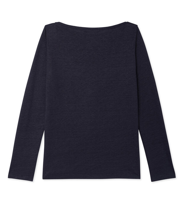 Camiseta de manga larga de lino brillante para mujer azul/azul