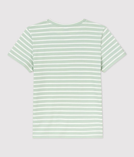 Camiseta RECTA con cuello redondo de algodón orgánico de mujer verde HERBIER/ MARSHMALLOW