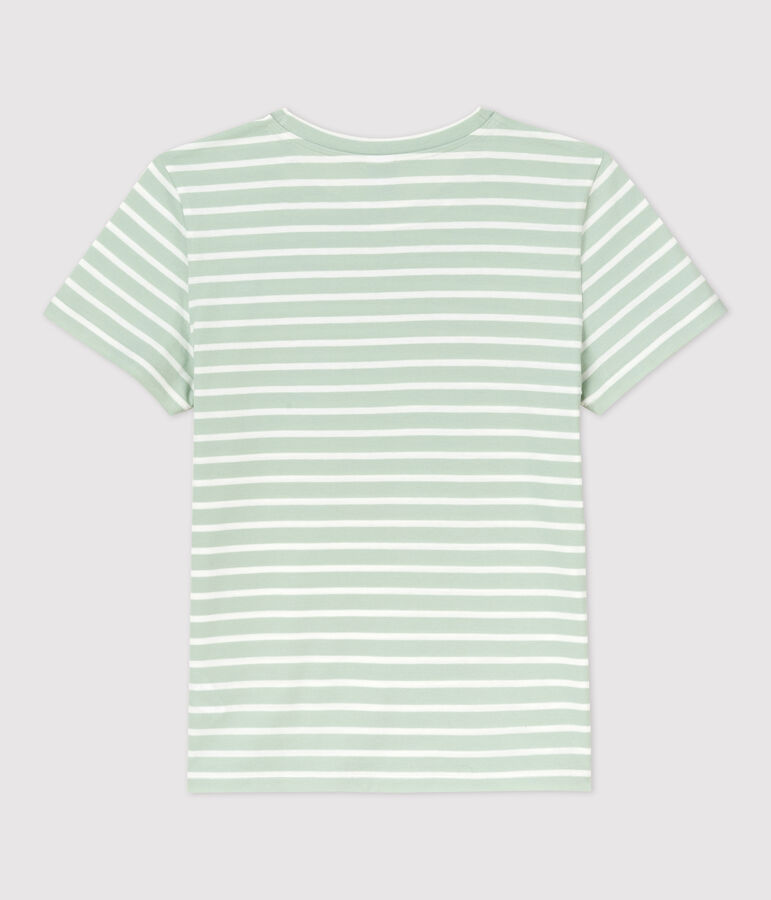 Camiseta RECTA con cuello redondo de algod&oacute;n org&aacute;nico de mujer verde HERBIER/ MARSHMALLOW