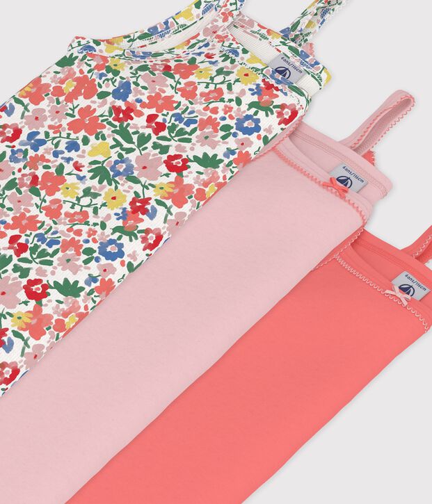 Juego de camisetas de tirantes infantiles de algod&oacute;n con flores multicolor